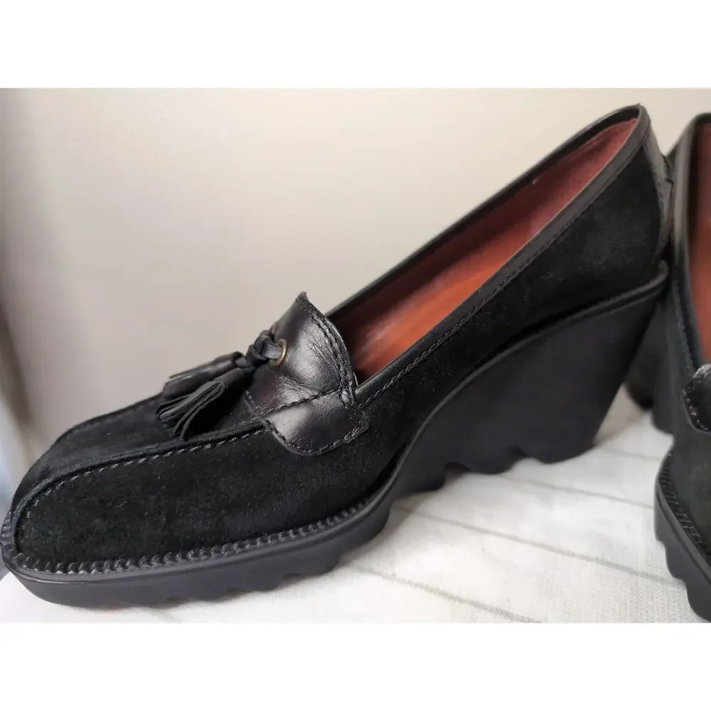 Donald J Pliner Il Baco Loafers 7 Black Suede Tassel Driving Shoes Italy